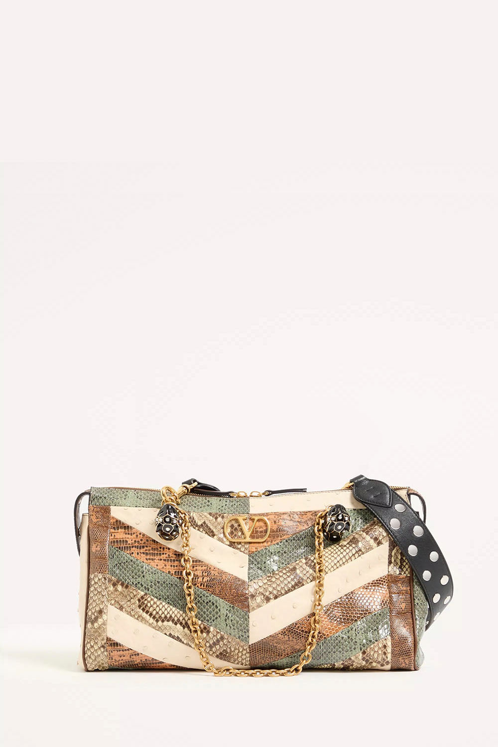 Panthea Medium Shoulder Bag in Exotic Leather with Chevron Pattern