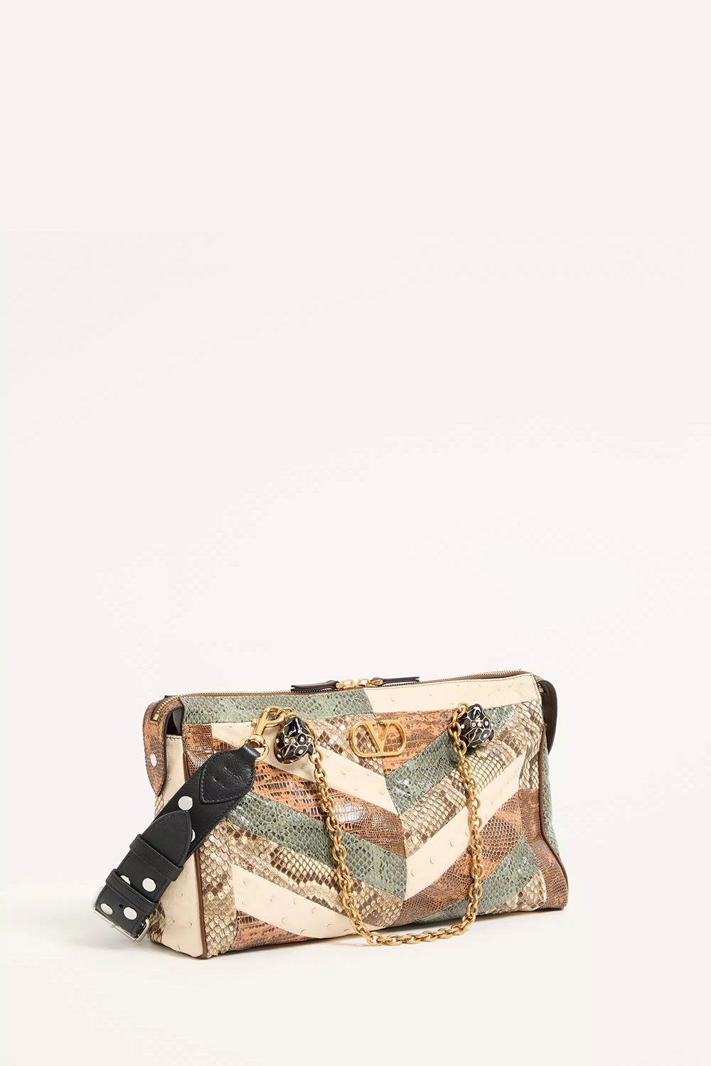 Panthea Medium Shoulder Bag in Exotic Leather with Chevron Pattern