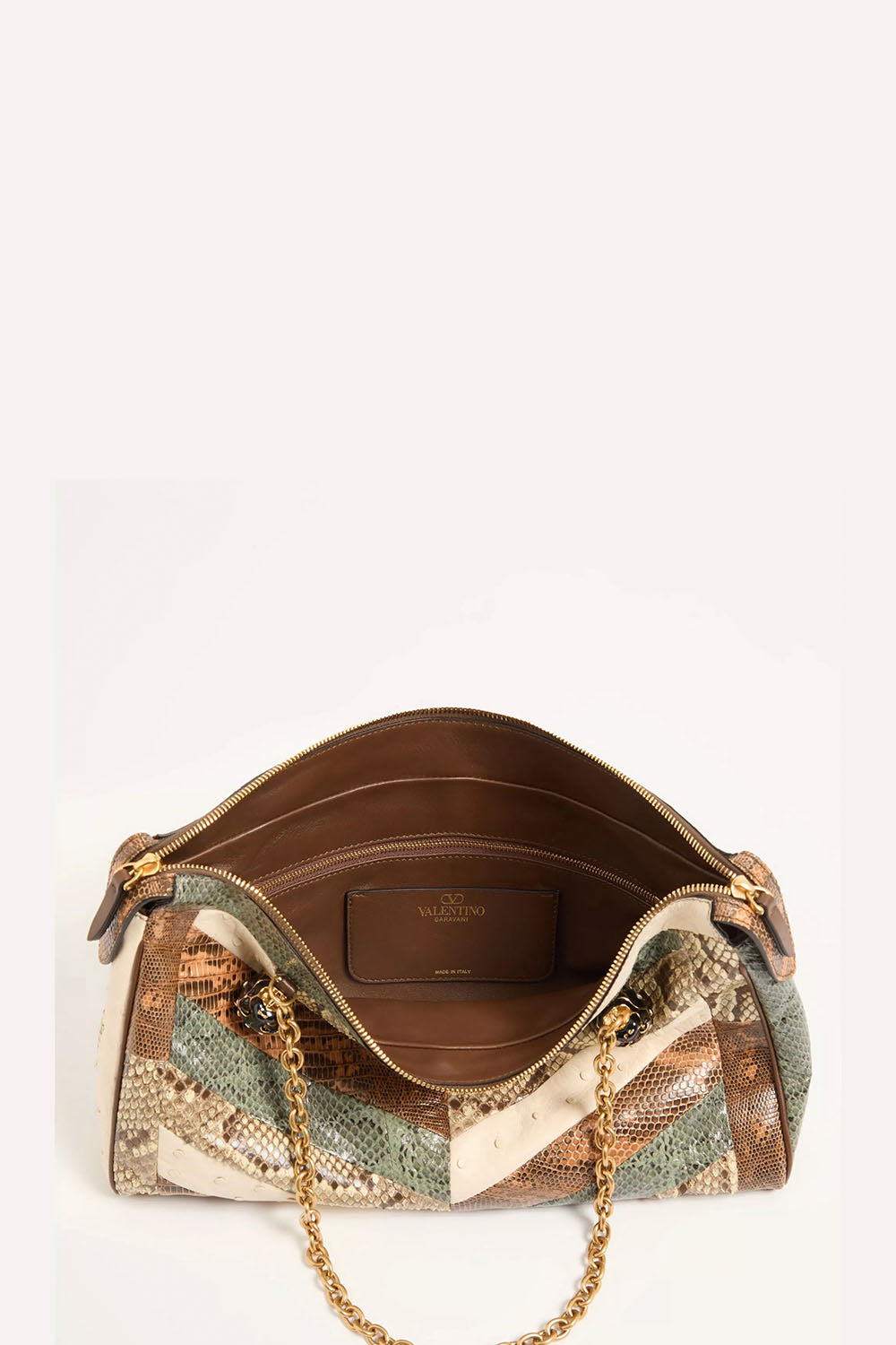 Panthea Medium Shoulder Bag in Exotic Leather with Chevron Pattern