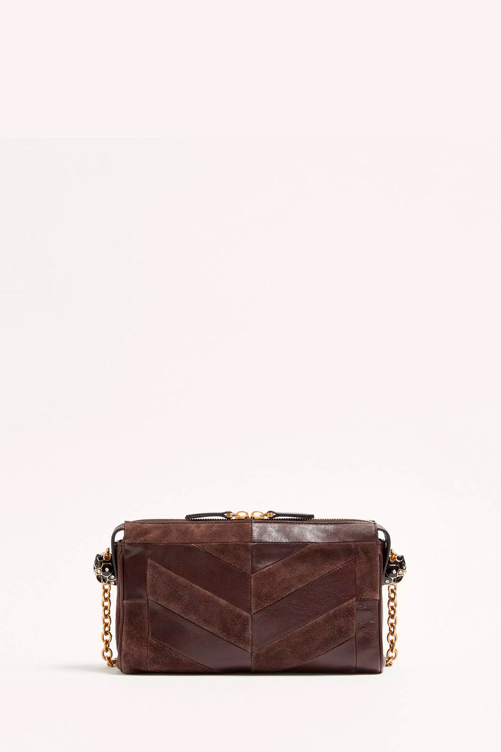 Panthea Small Shoulder Bag In Suede And Nappa With Chevron Pattern