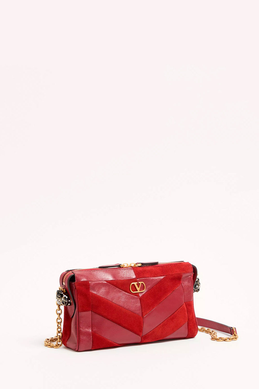 Panthea Small Shoulder Bag In Suede And Nappa With Chevron Pattern