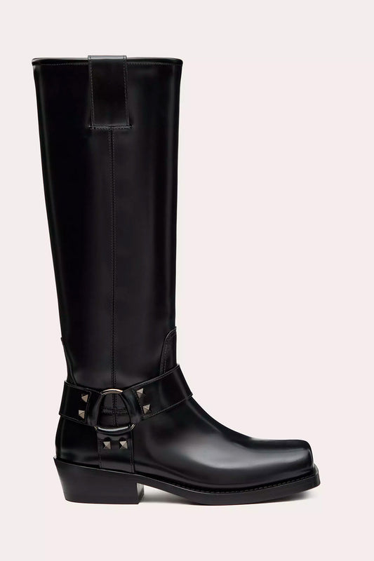 Rockstud Calfskin Biker Boot 40MM