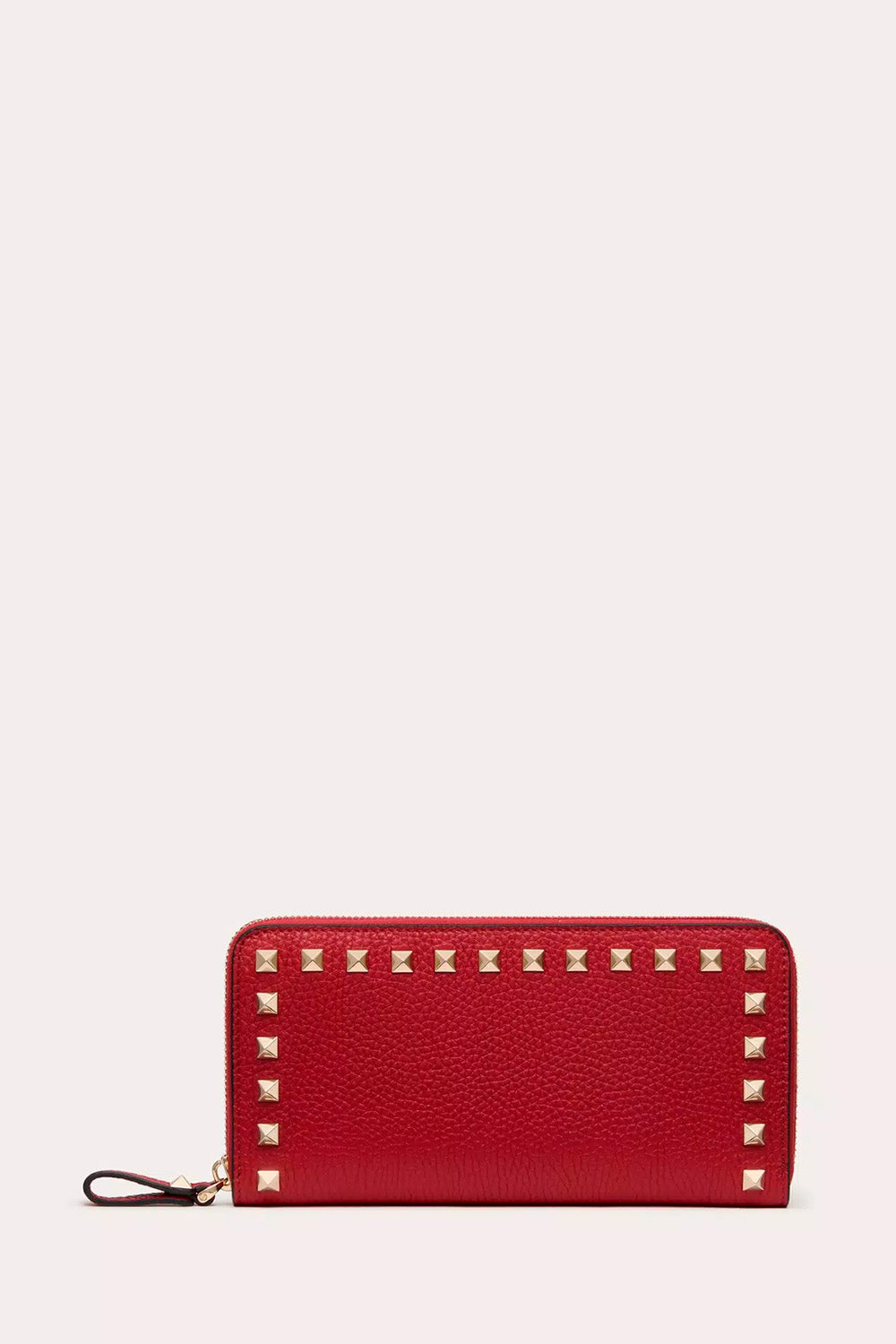 Rockstud Grainy Calfskin Zippered Wallet