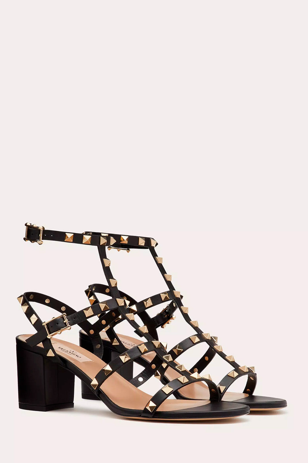 Rockstud Calfskin Ankle Strap Sandal 60 MM
