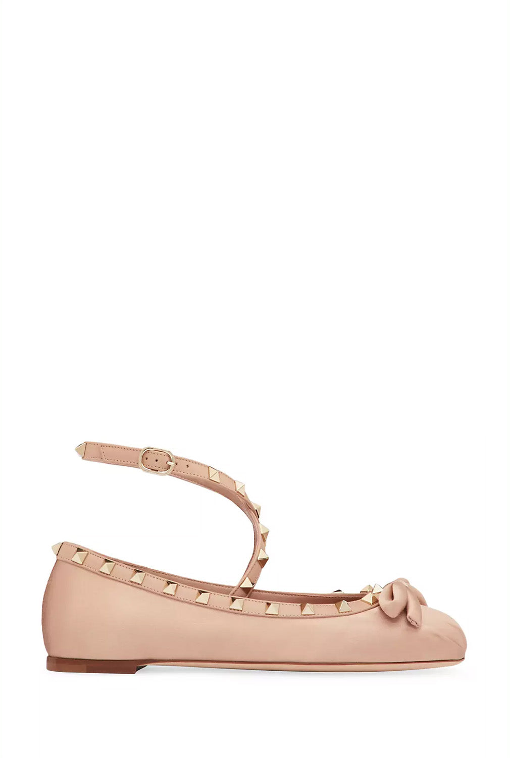 Rockstud Satin Ballerina Flats