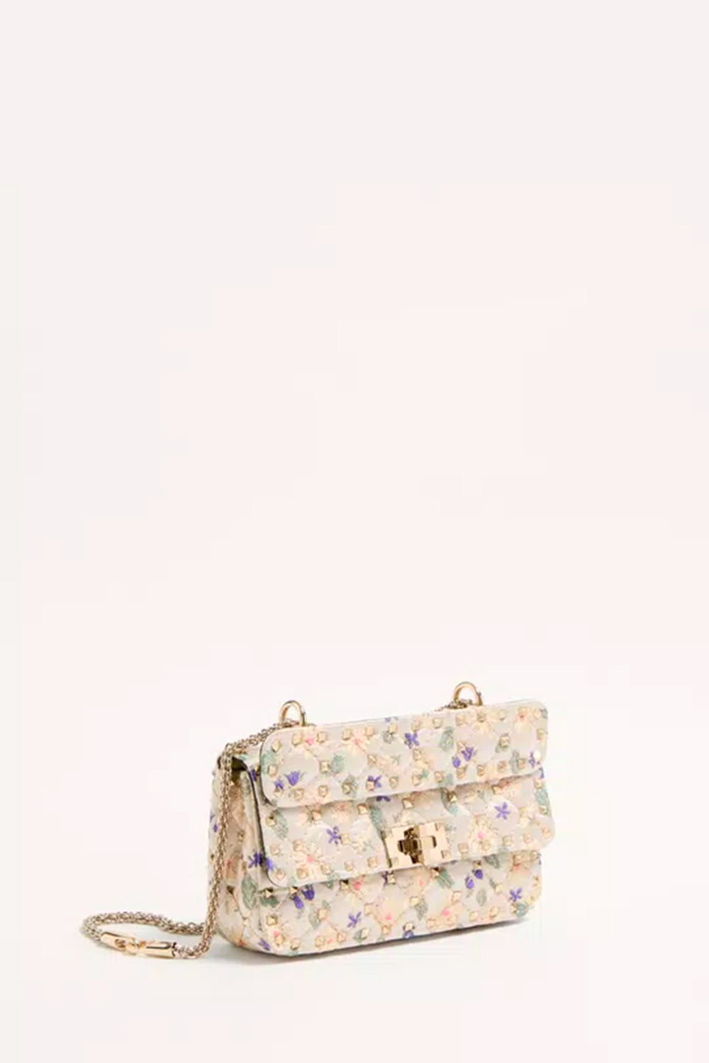 Rockstud Spike Small Jacquard Fabric Bag