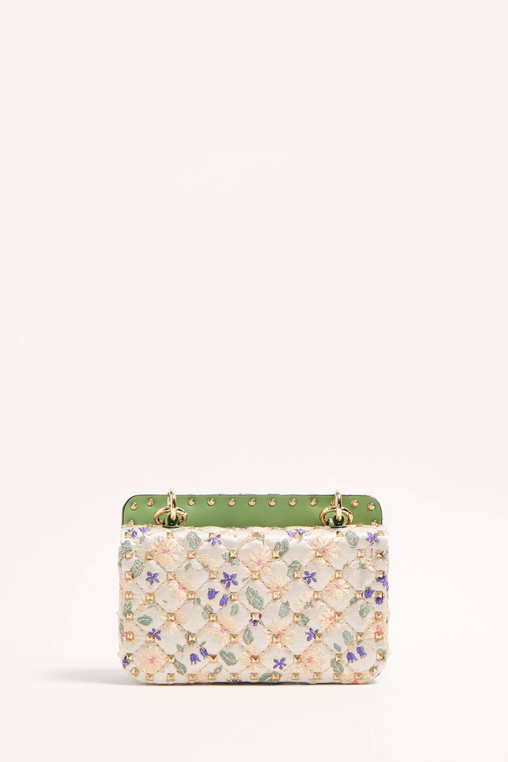 Rockstud Spike Small Jacquard Fabric Bag