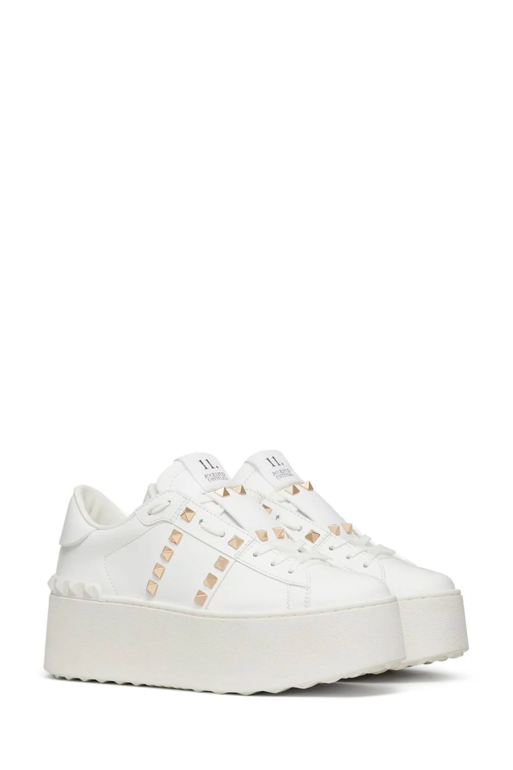 Rockstud Untitled Leather Flatform Sneakers - Size 40