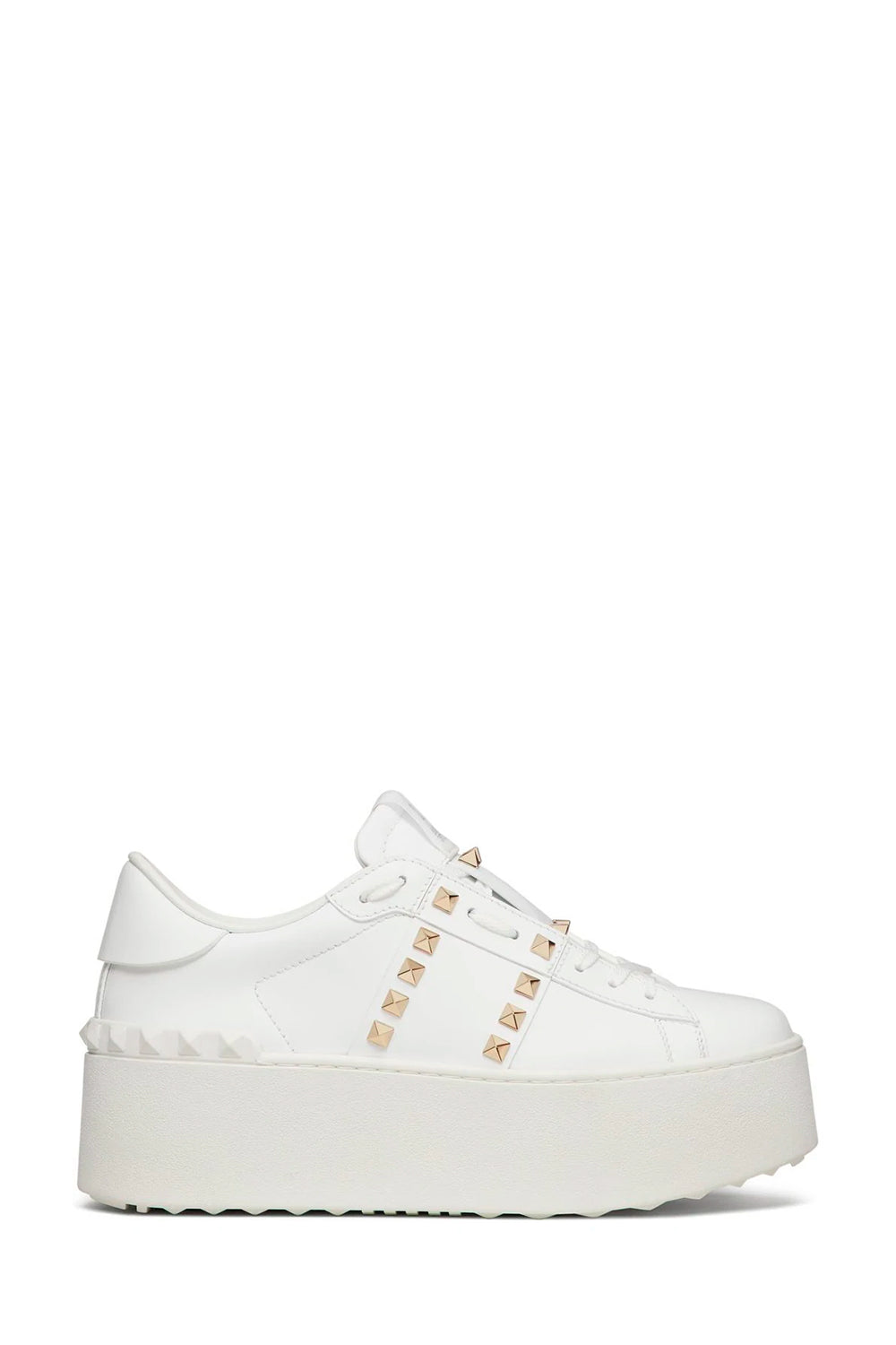 Rockstud Untitled Leather Flatform Sneakers - Size 40