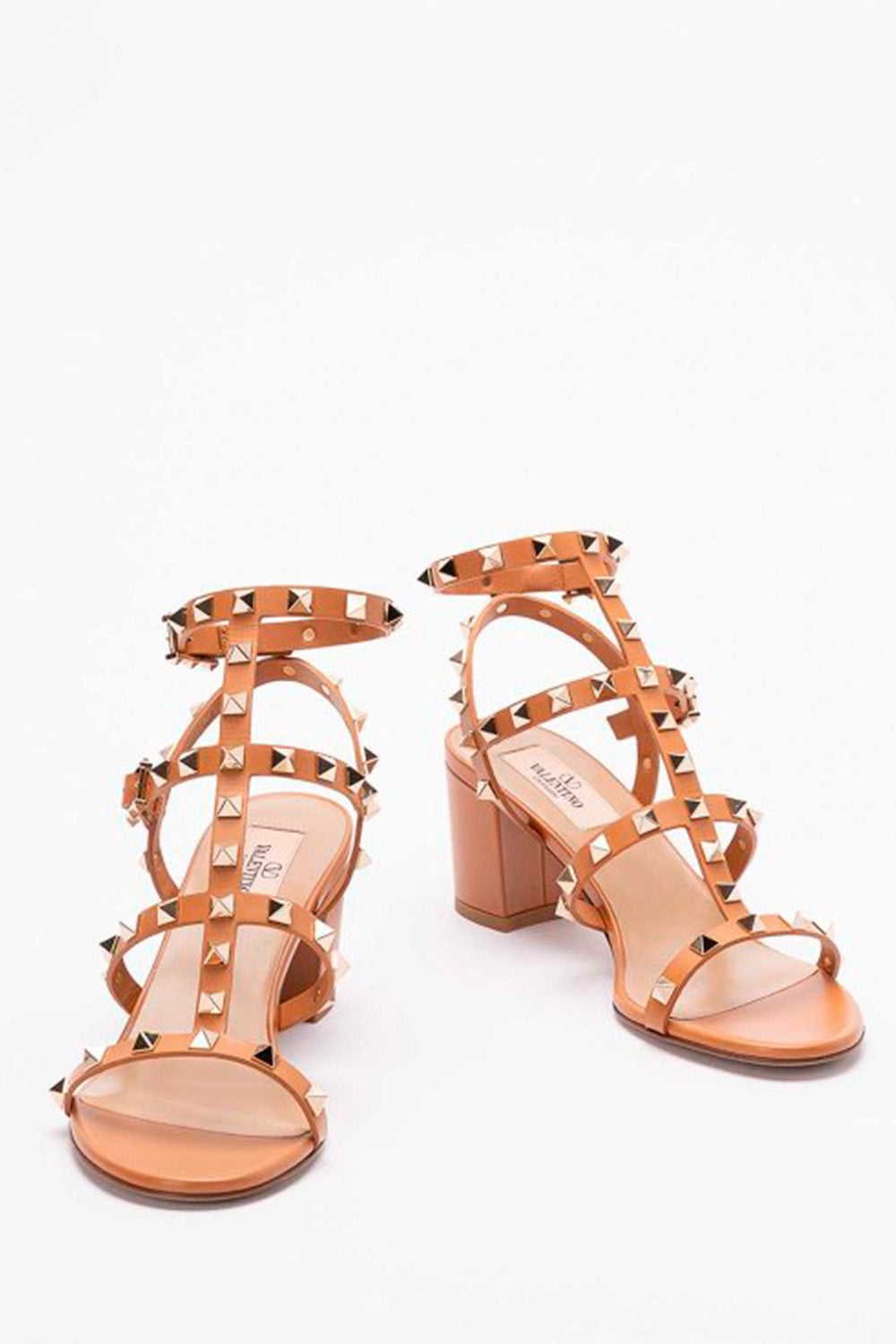 Rockstud Calfskin Ankle Strap Sandal 60 MM