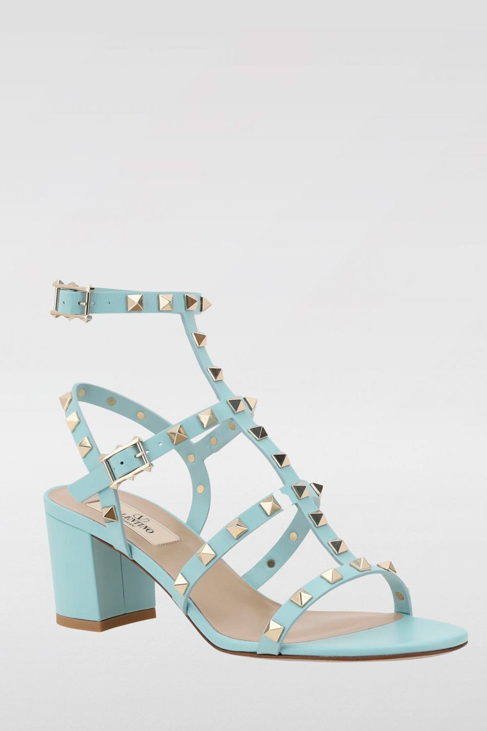 Rockstud Calfskin Ankle Strap Sandal 60 MM