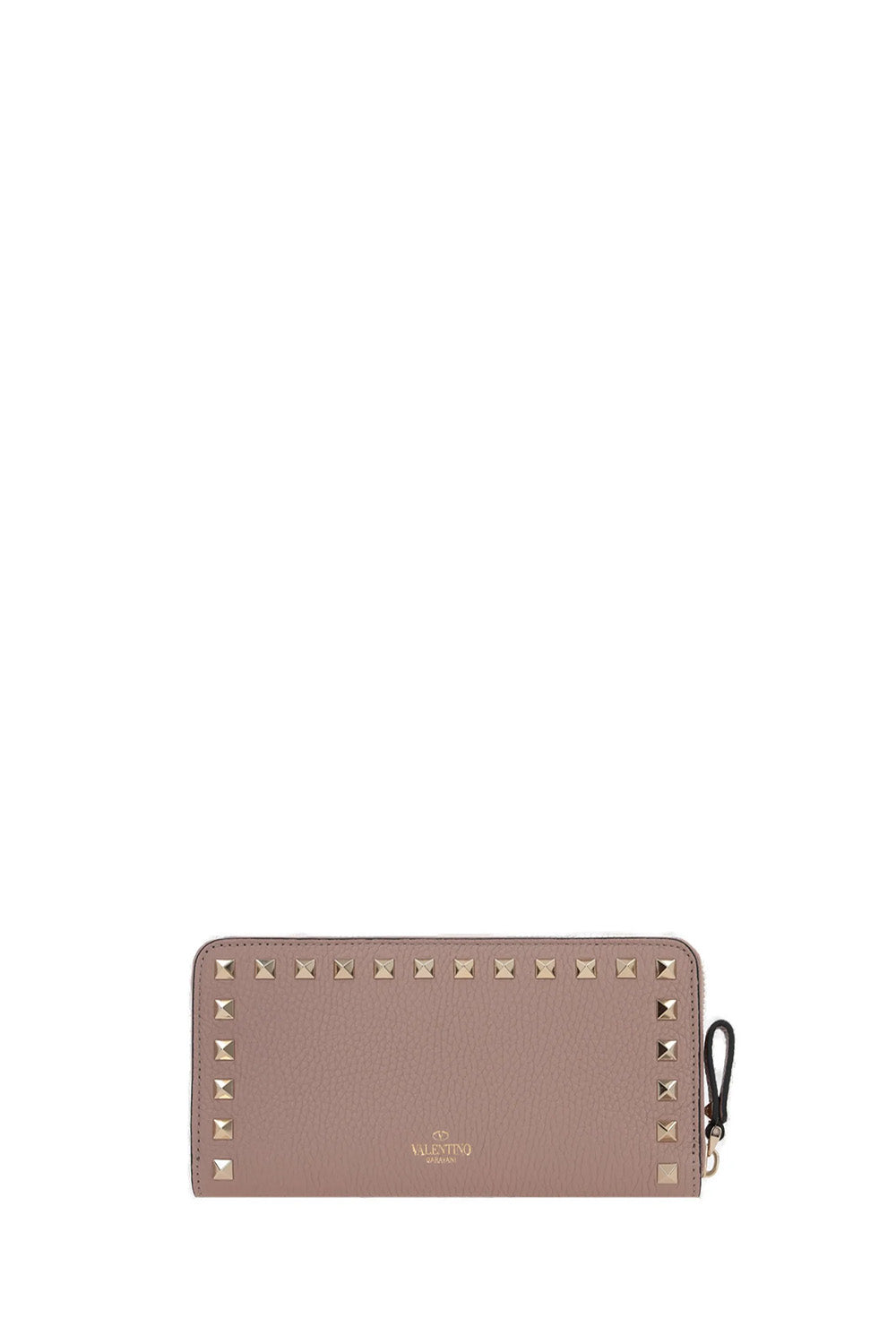 Rockstud Grainy Calfskin Zippered Wallet