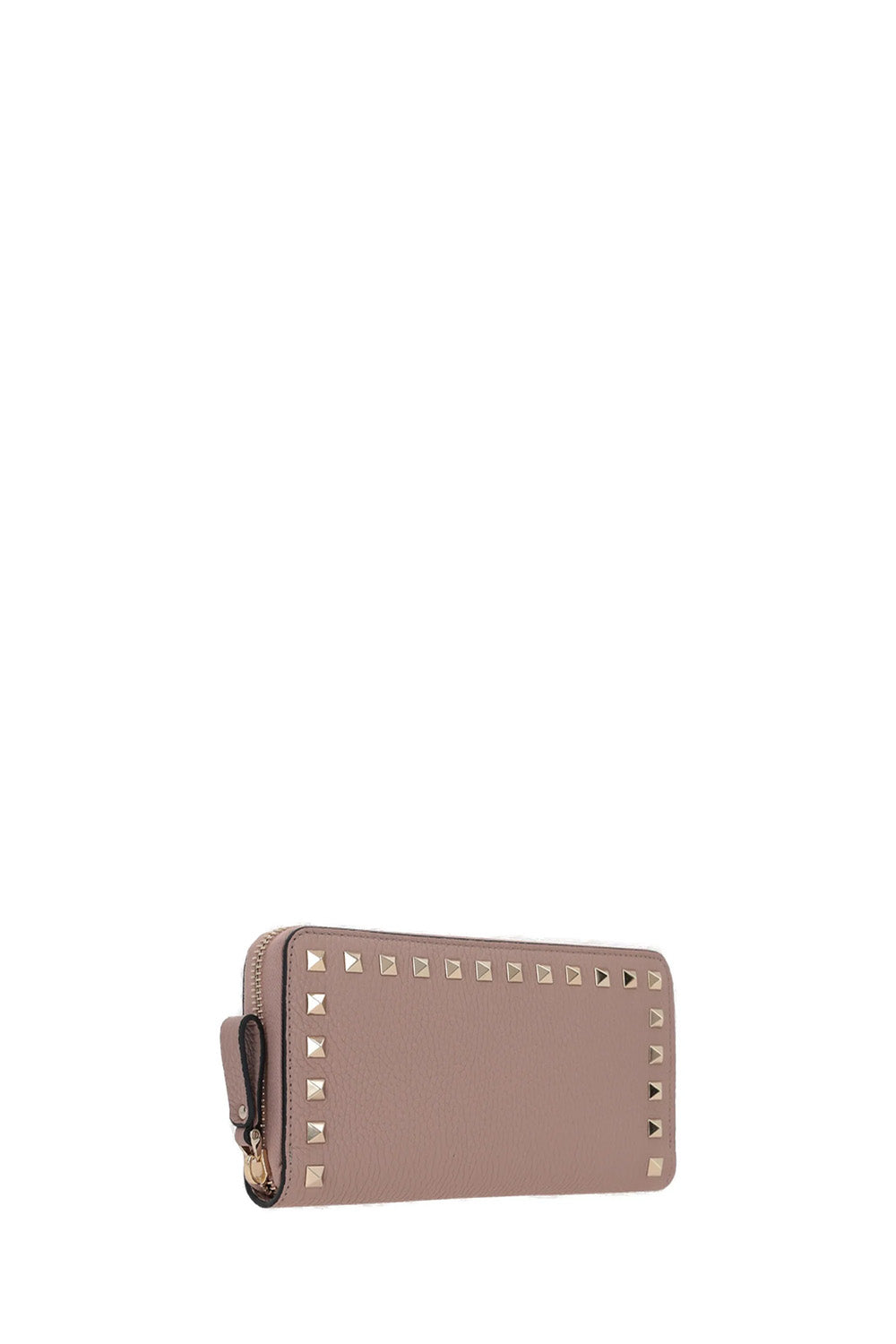 Rockstud Grainy Calfskin Zippered Wallet