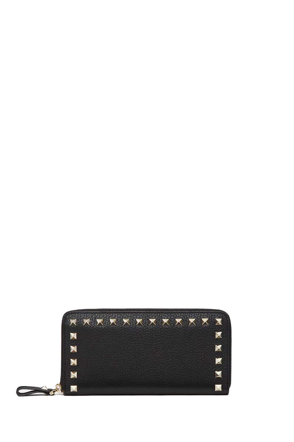 Rockstud Grainy Calfskin Zippered Wallet