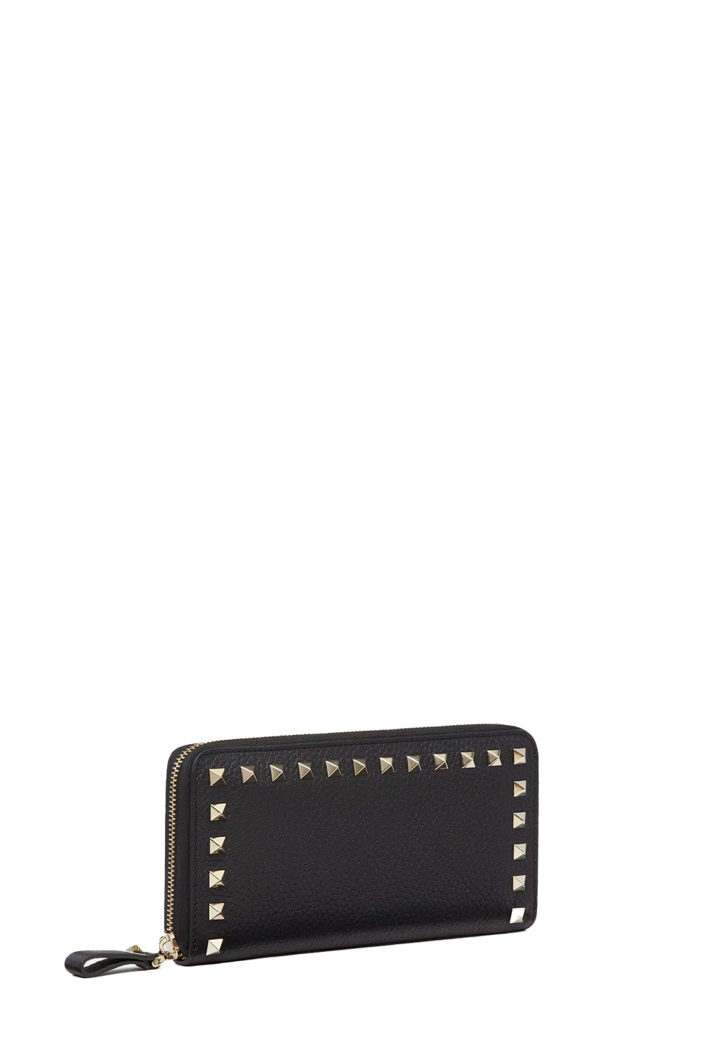 Rockstud Grainy Calfskin Zippered Wallet