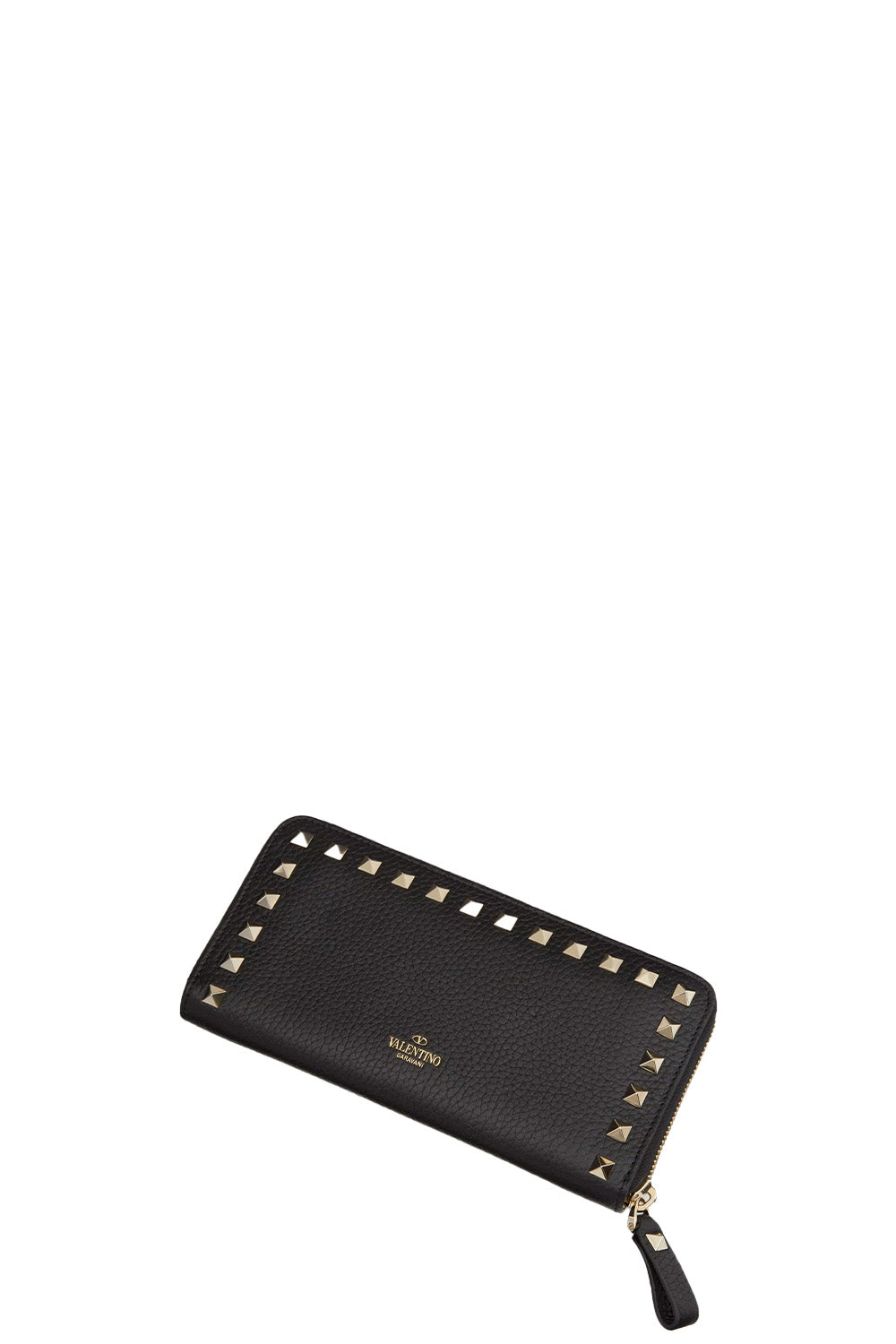 Rockstud Grainy Calfskin Zippered Wallet