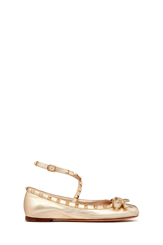 Rockstud Laminated Nappa Leather  Ballerina