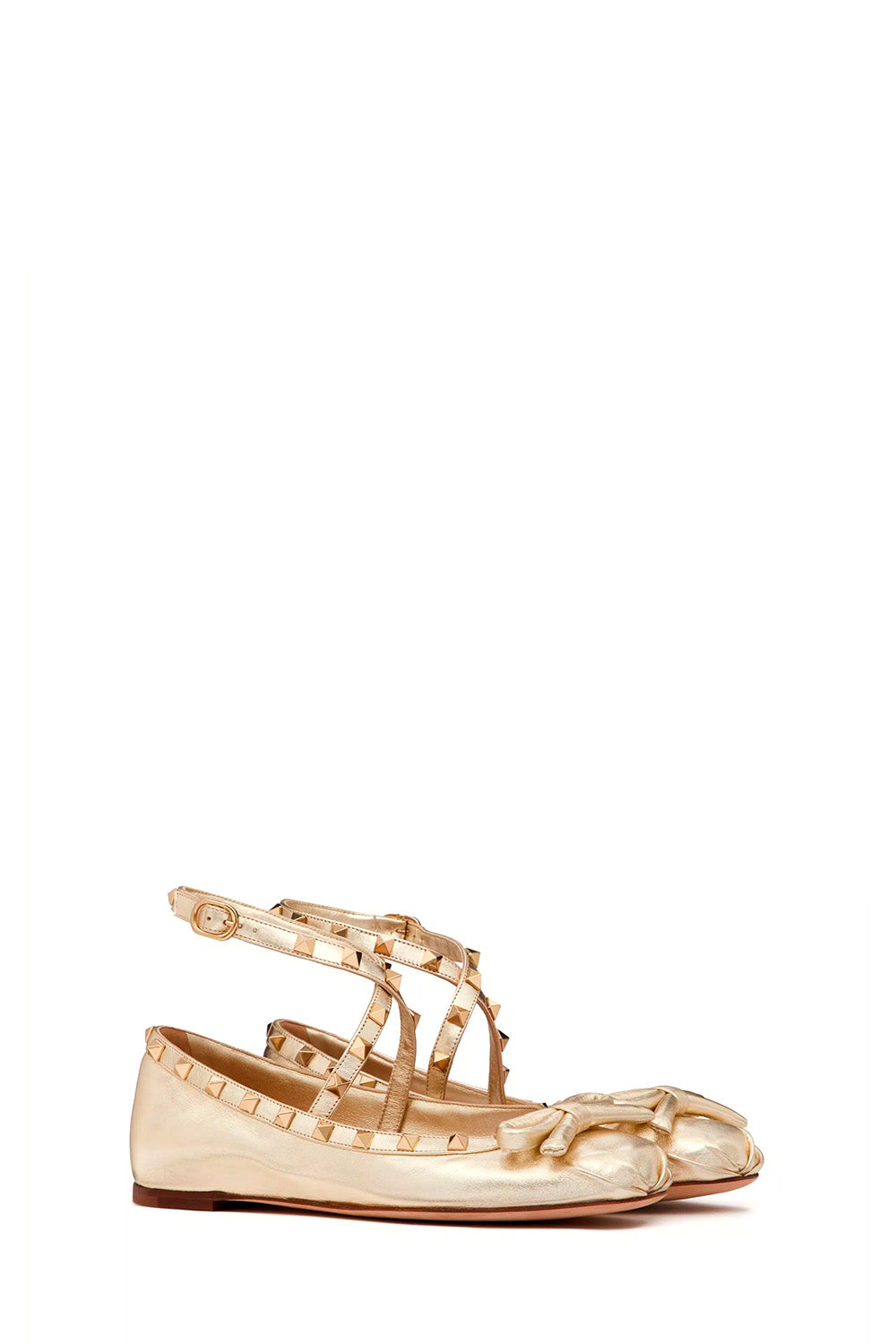 Rockstud Laminated Nappa Leather  Ballerina