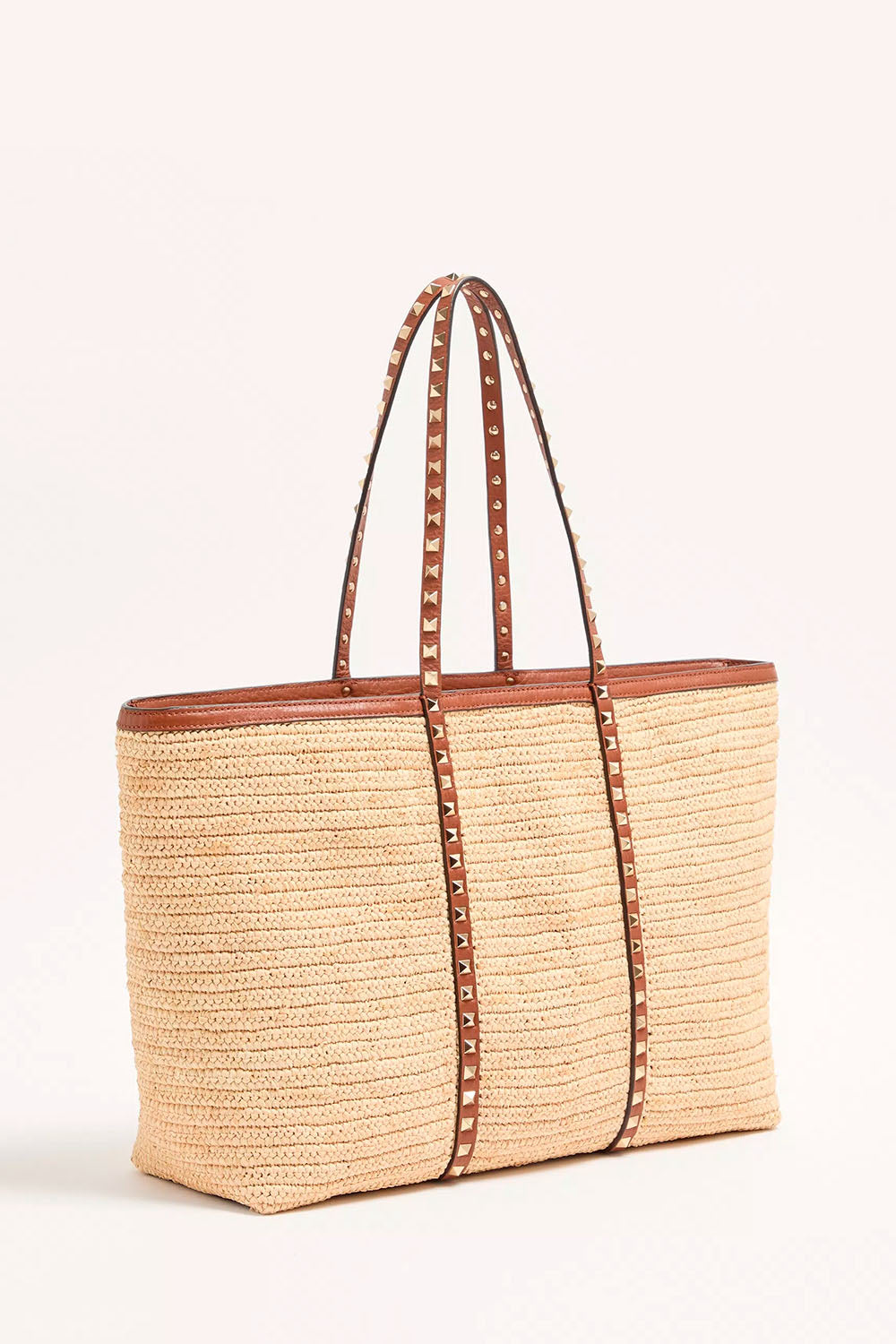 Rockstud Shopping Bag In Raffia