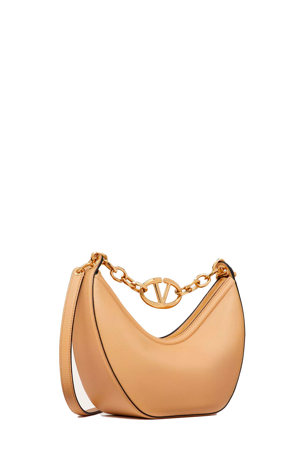 Small Vlogo Moon Hobo Bag In Grainy Calfskin With Chain