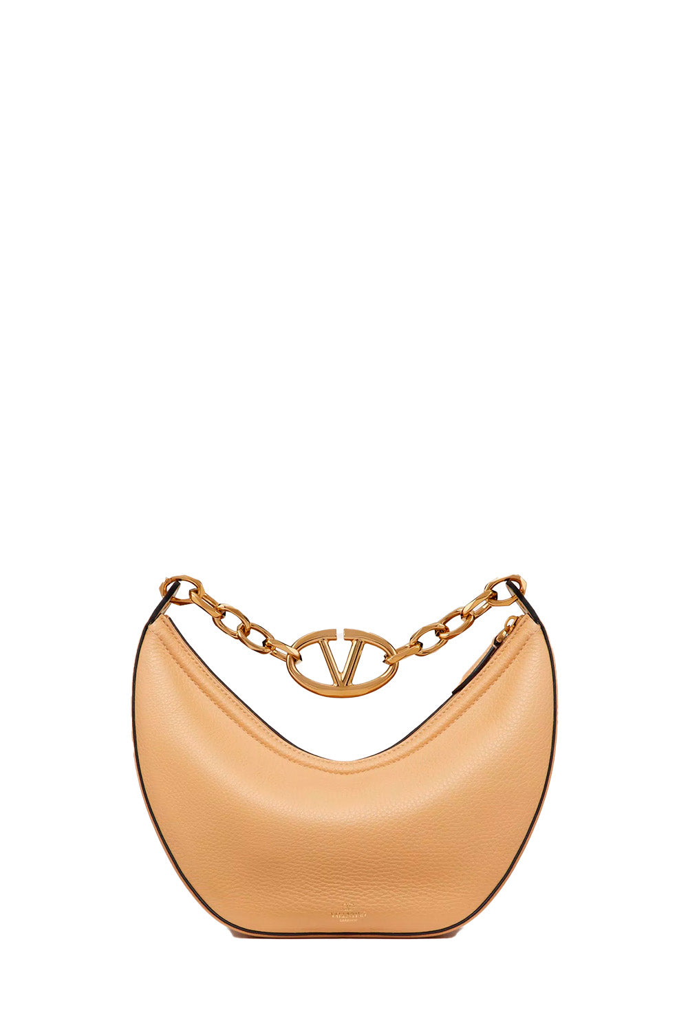 Small Vlogo Moon Hobo Bag In Grainy Calfskin With Chain