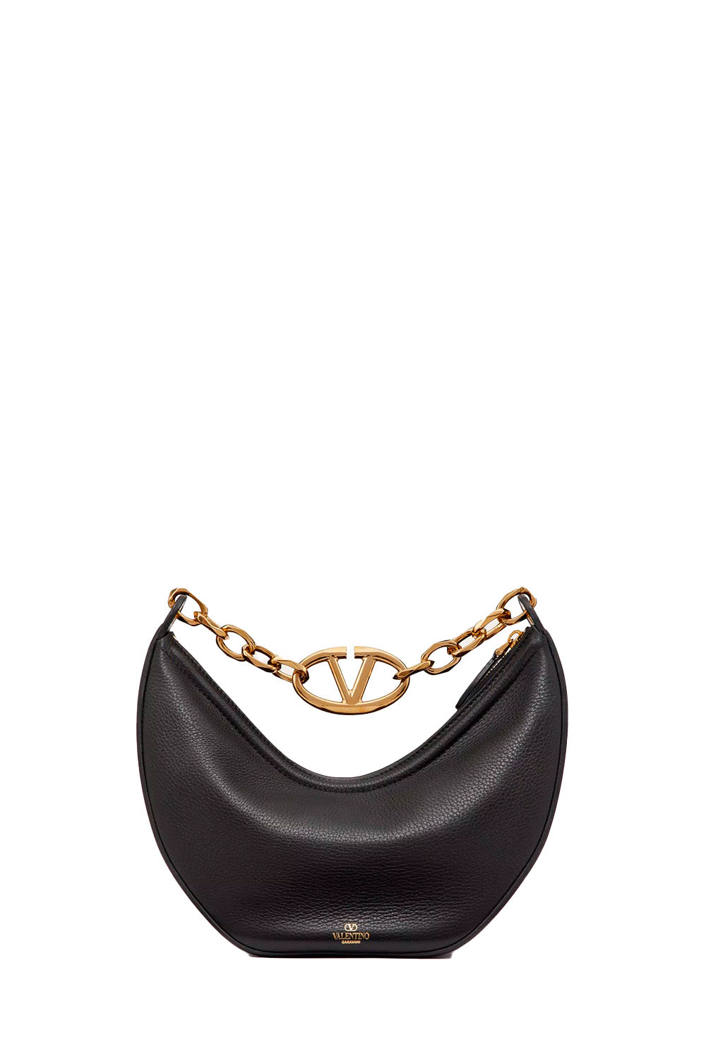 Small Vlogo Moon Hobo Bag In Grainy Calfskin With Chain