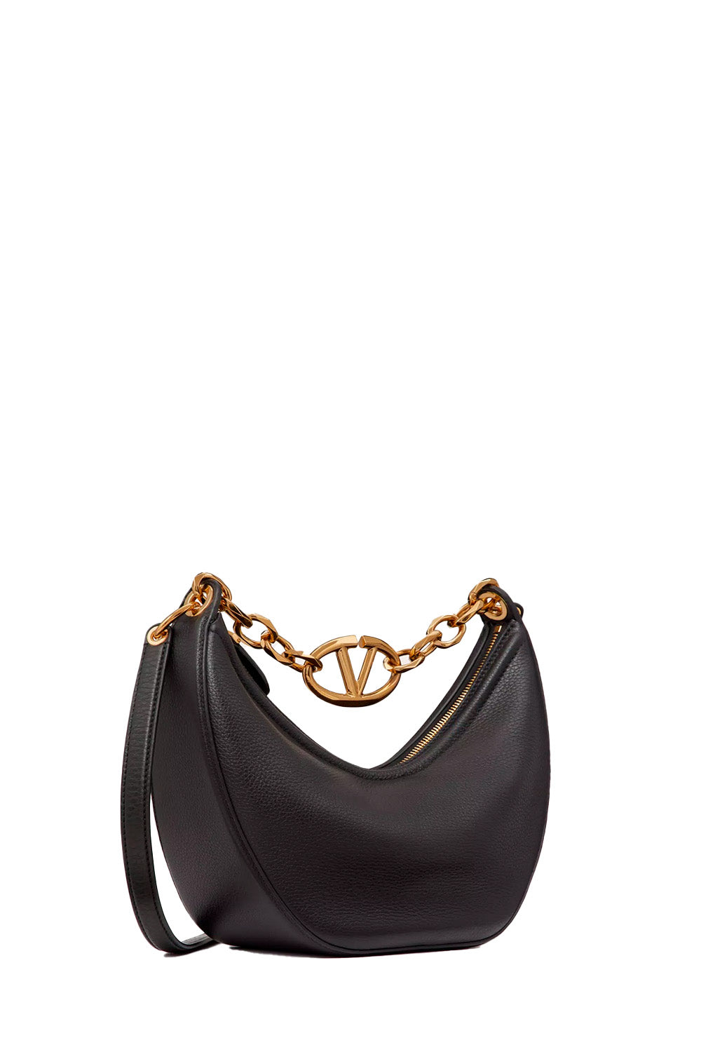 Small Vlogo Moon Hobo Bag In Grainy Calfskin With Chain