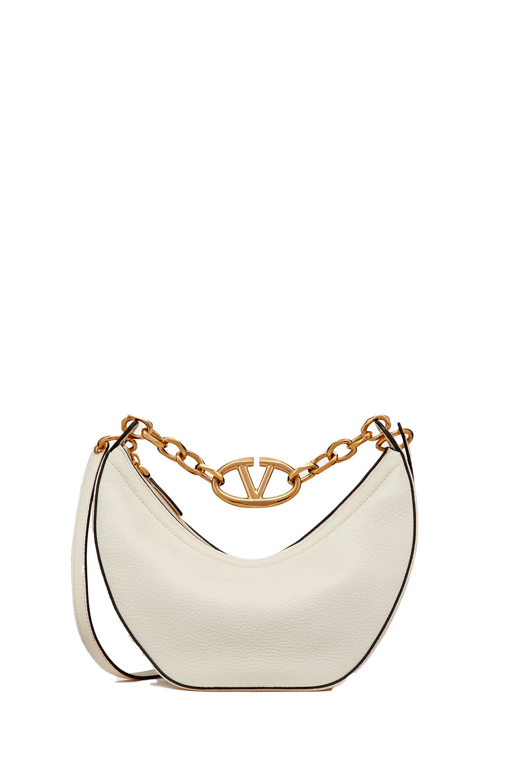 Small Vlogo Moon Hobo Bag In Grainy Calfskin With Chain