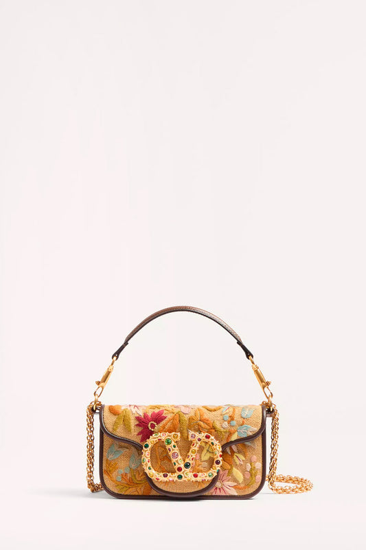 Valentino Garavani Locò Small Shoulder Bag Embroidered With Jewel Logo