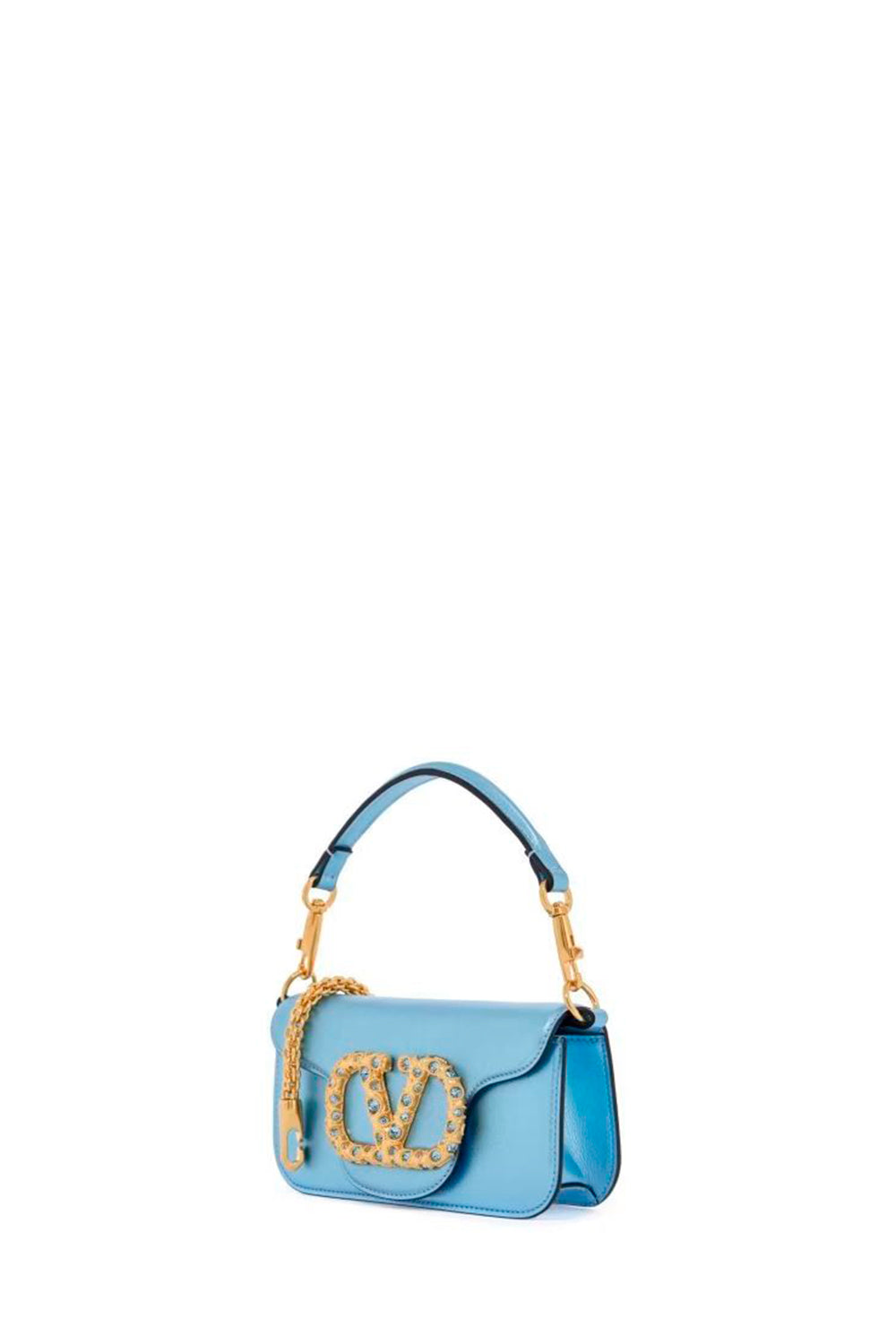 Valentino Garavani Locò Small Shoulder Bag In Laminated Calfskin With Jewel Logo