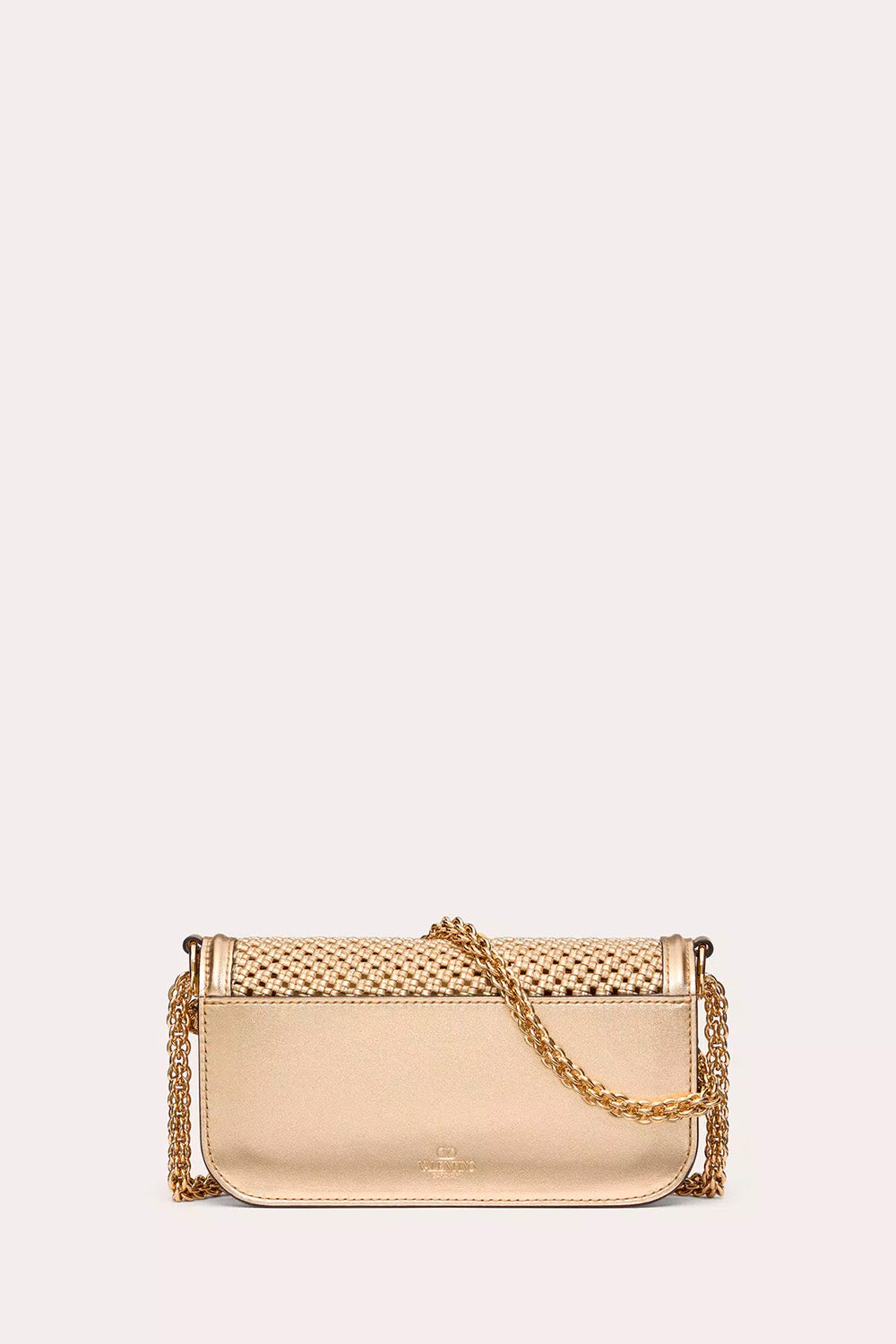 Valentino Garavani Locò Small Shoulder Bag In Metallic Woven Leather