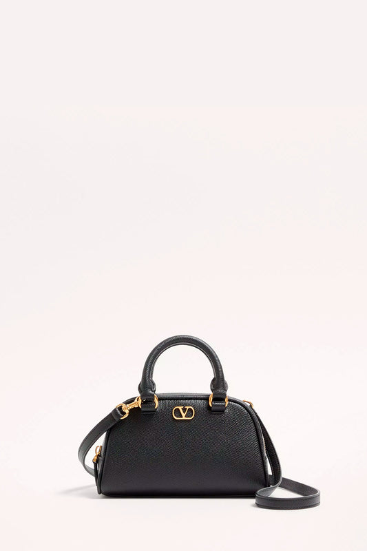 VLogo Signature Mini Bowling Bag in Grainy Calfskin