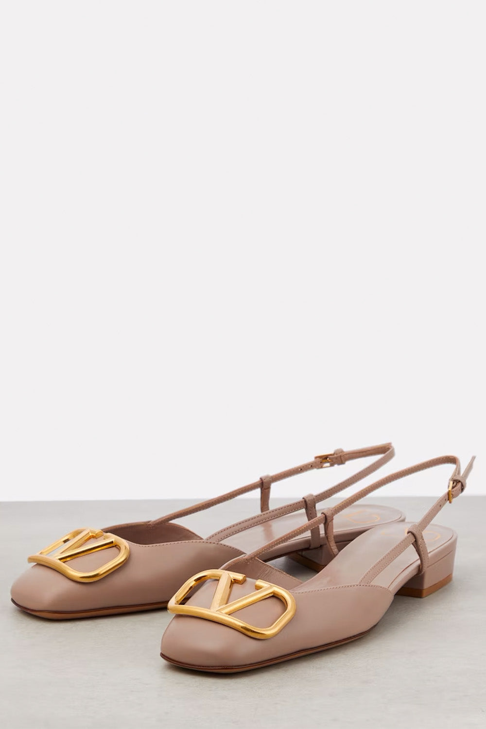 VLogo Leather Slingback Flats