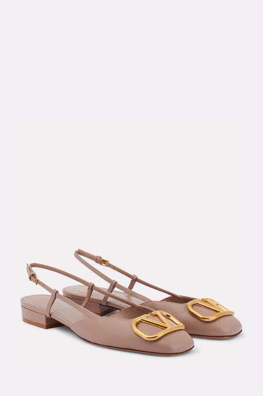 VLogo Leather Slingback Flats