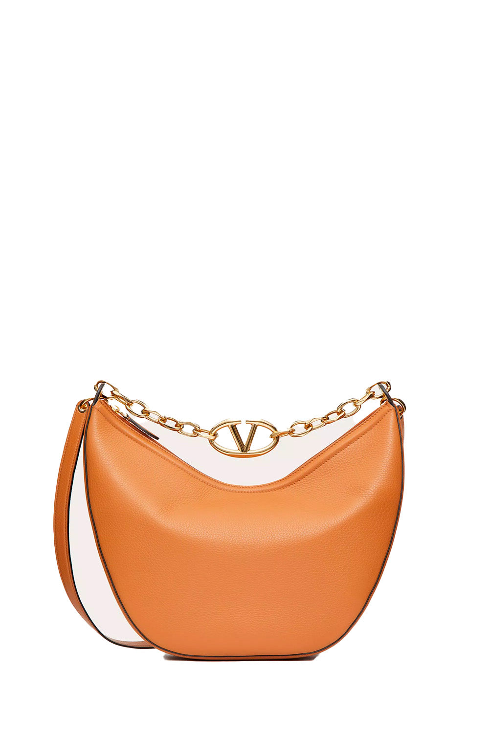 Vlogo Moon Medium Grainy Calfskin Hobo Bag With Chain