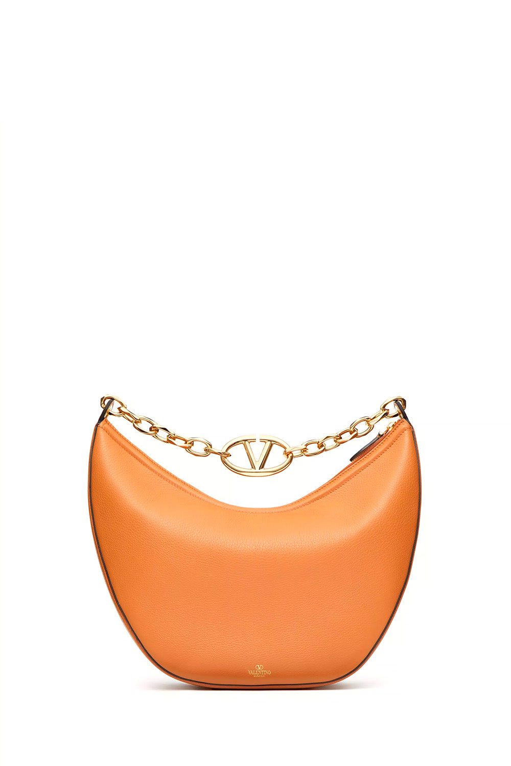 Vlogo Moon Medium Grainy Calfskin Hobo Bag With Chain