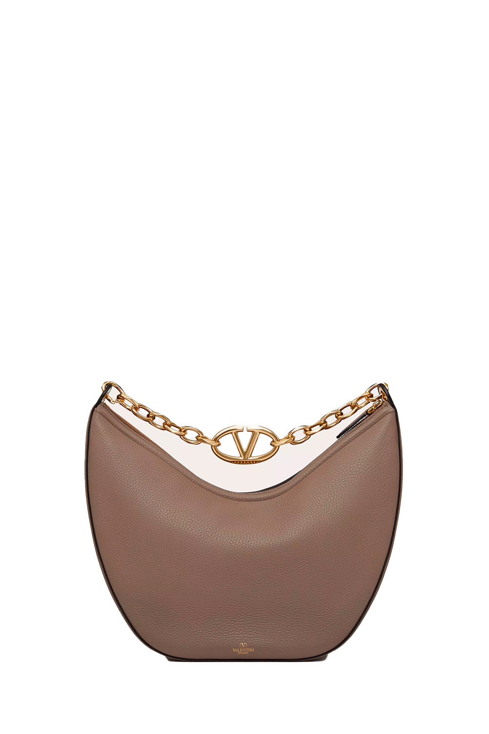 Vlogo Moon Medium Grainy Calfskin Hobo Bag With Chain