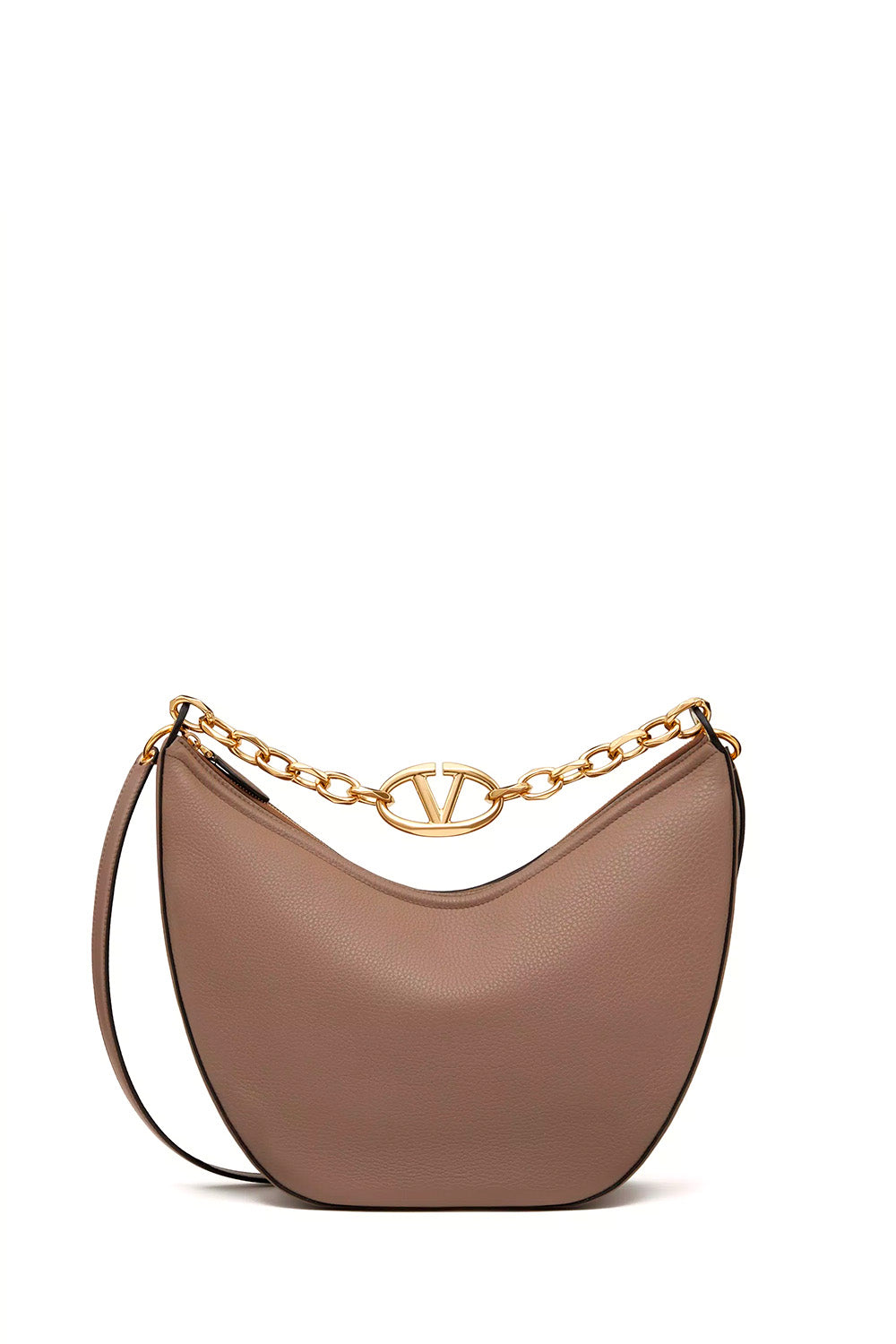 Vlogo Moon Medium Grainy Calfskin Hobo Bag With Chain