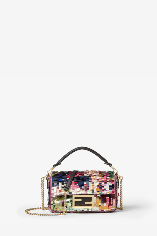 Baguette Mini Multicolour Embroidered Sequin Bag